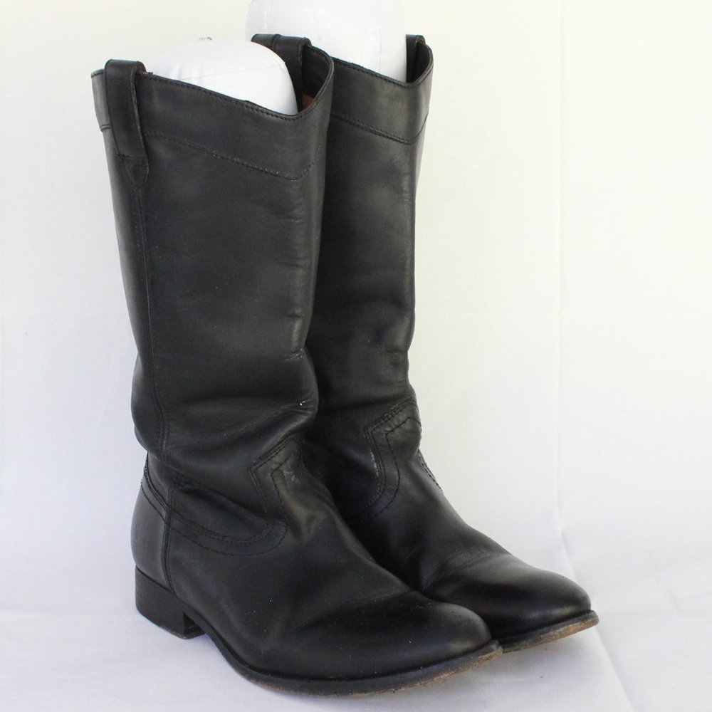 Frye Melissa Black Leather Tall Riding Boots Size 7 Western Motorcycle Shoes